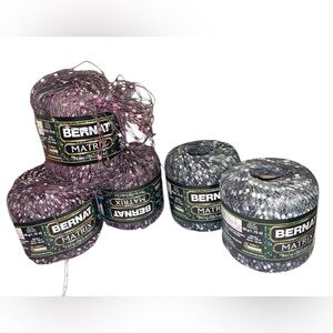 T OF 5 Bernat Matrix Ladder Ribbon Yarn Color Purple and Gray